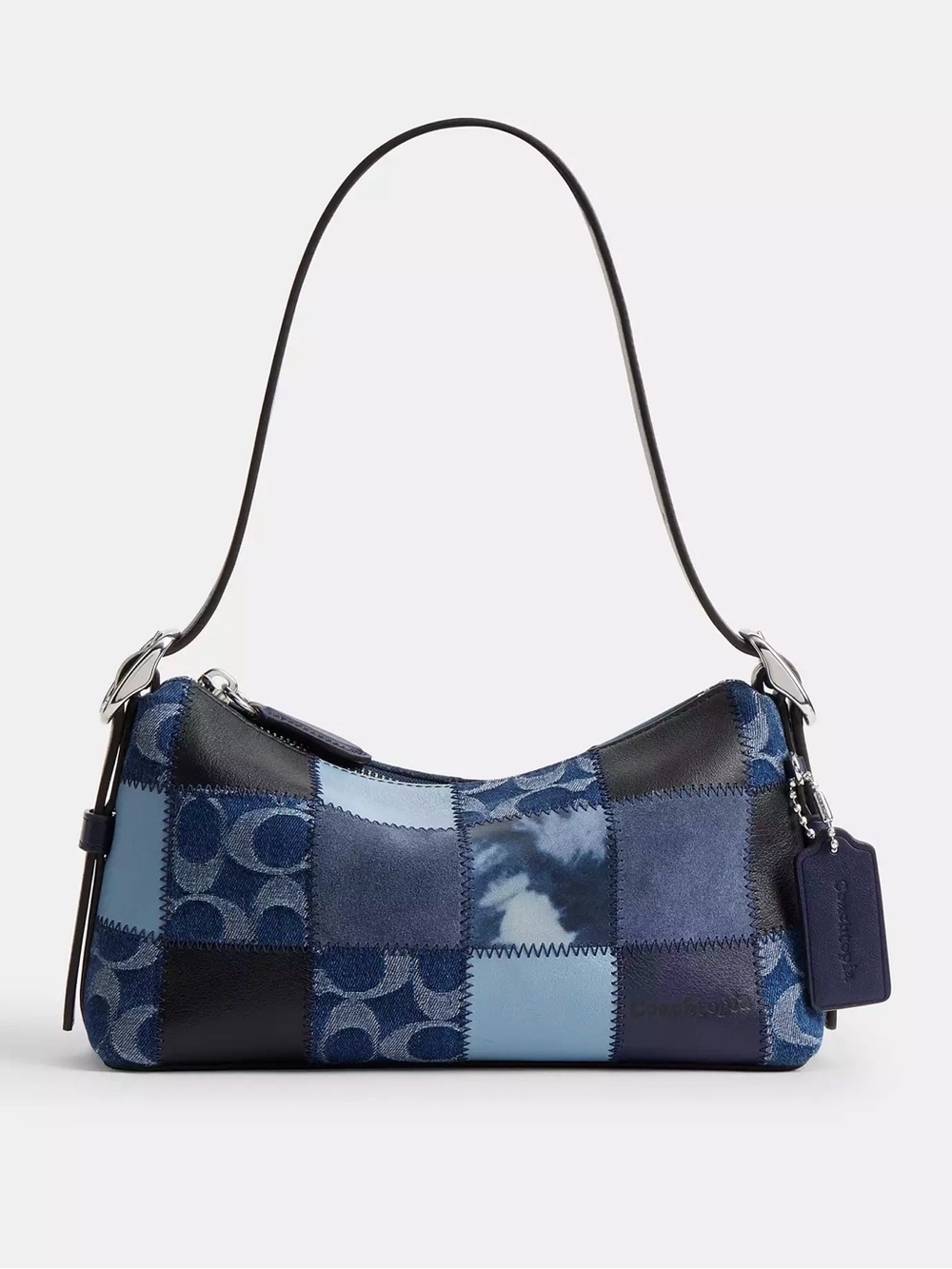 Coach Small Slouchy Alter Ego Shoulder Bag Patchwork Denim & Leather Blue CFF99